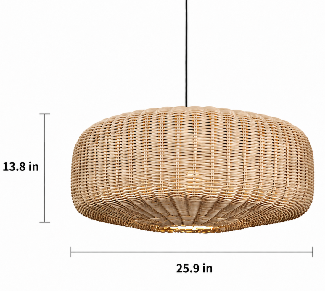 Alden Handwoven Natural Rattan Pendant Light