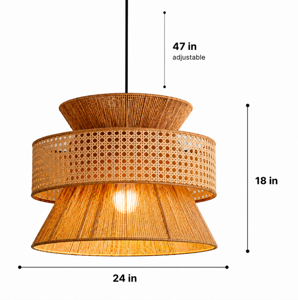 Noah Handwoven Natural Rattan and Bamboo Pendant Light