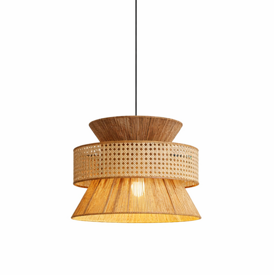 Noah Handwoven Natural Rattan and Bamboo Pendant Light