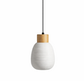 Modern Scandinavian Ceramic Pendant Light with Wooden Accent – James
