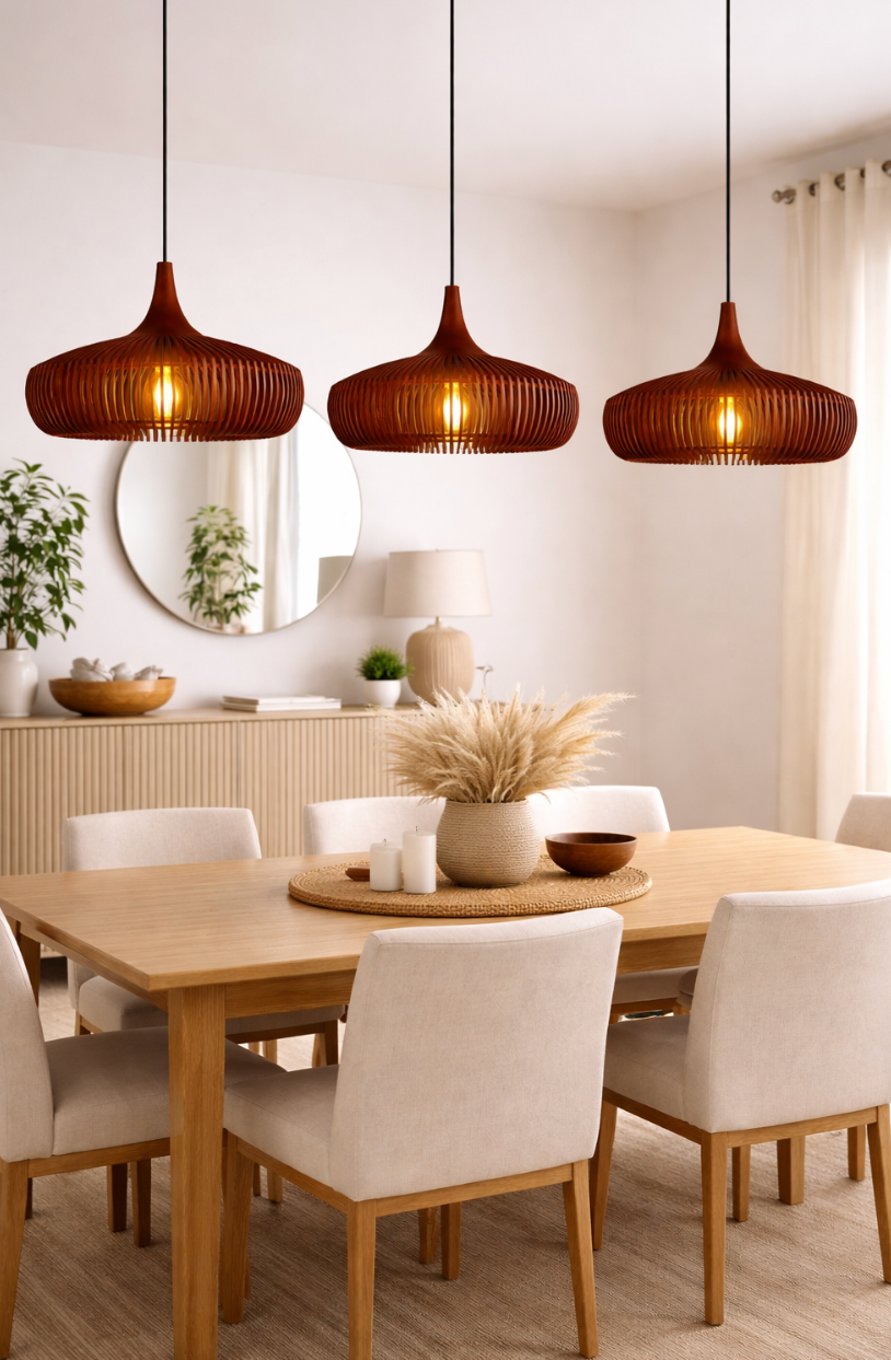 Modern Wooden Slat Pendant Light – Henry