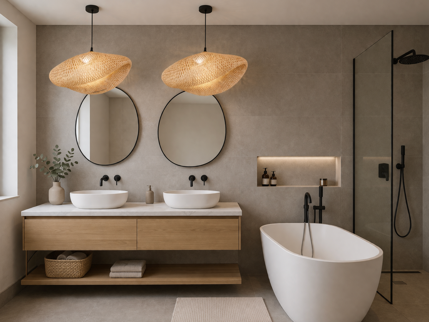 Natural Woven Rattan Sculptural Pendant Lamp – Oliver
