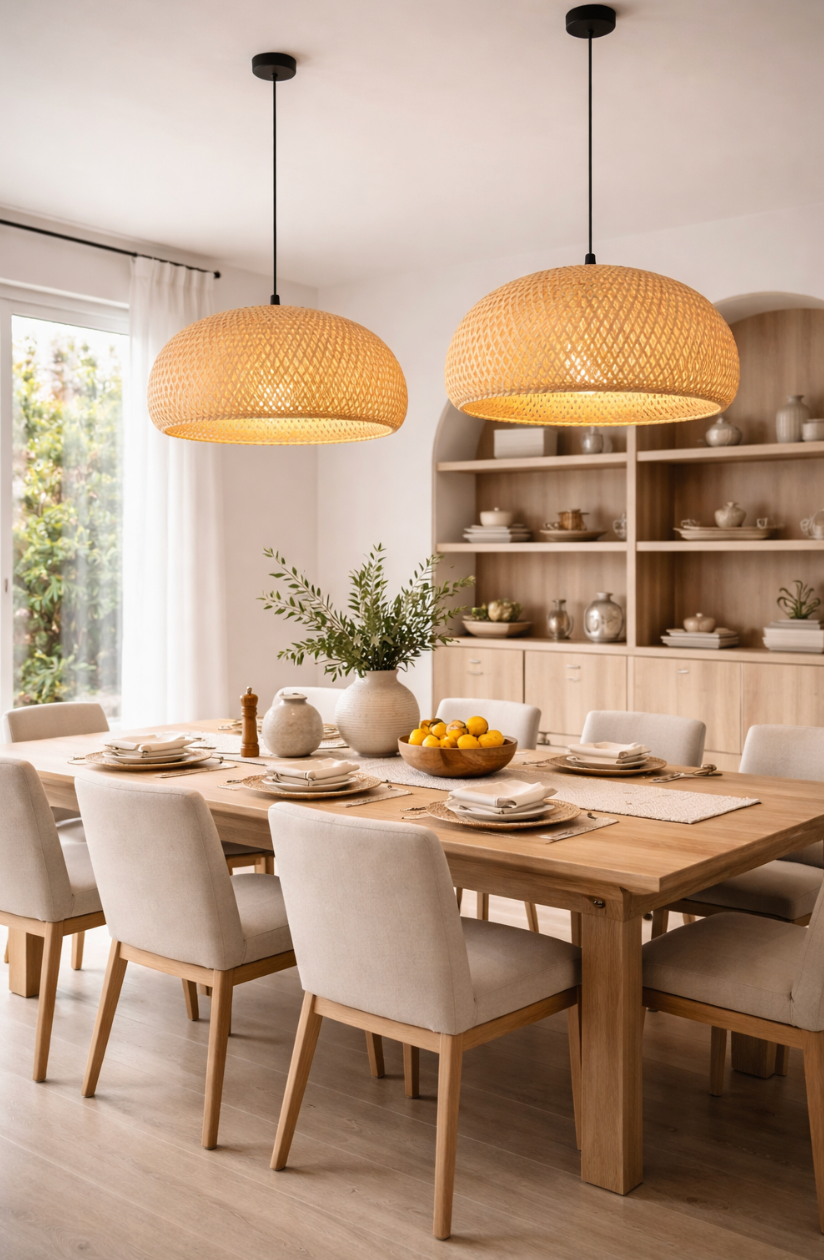 Natural Woven Rattan Sculptural Pendant Lamp – Oscar