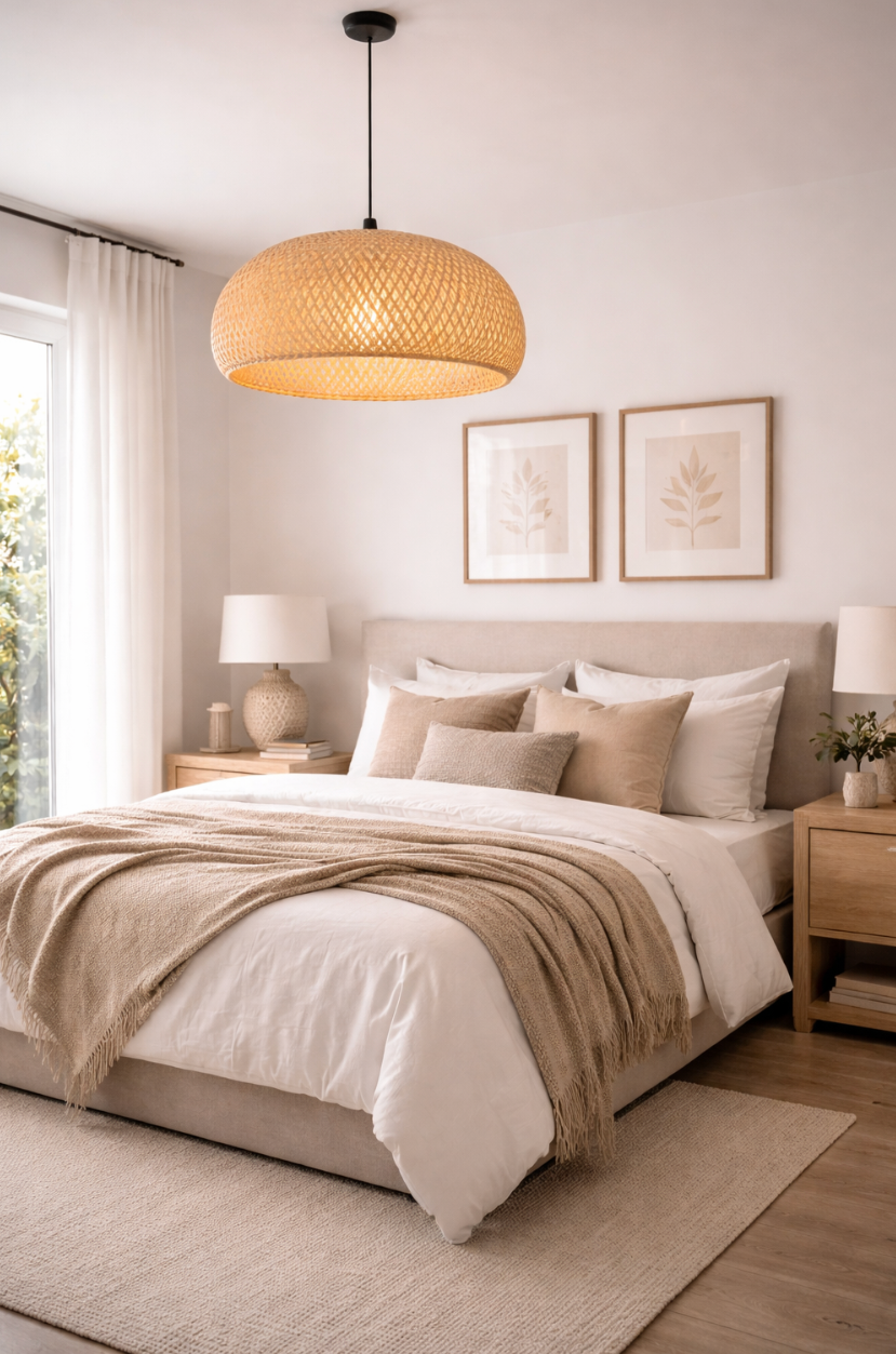 Natural Woven Rattan Sculptural Pendant Lamp – Oscar