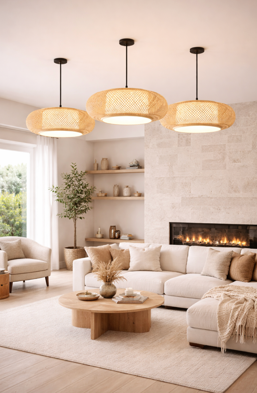 Natural Woven Rattan Sculptural Pendant Lamp – Leo