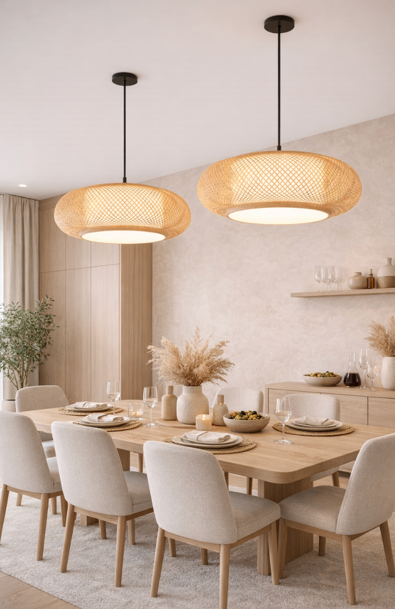 Natural Woven Rattan Sculptural Pendant Lamp – Leo