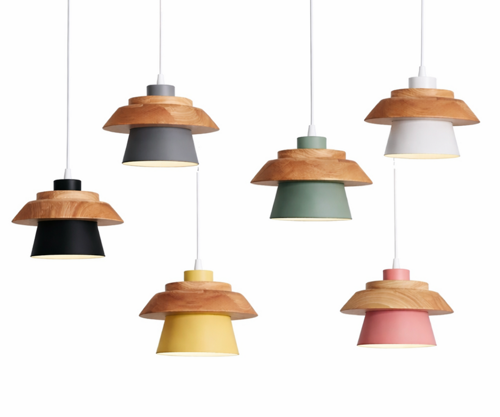 Modern Scandinavian Wooden & Metal Pendant Light - Otis