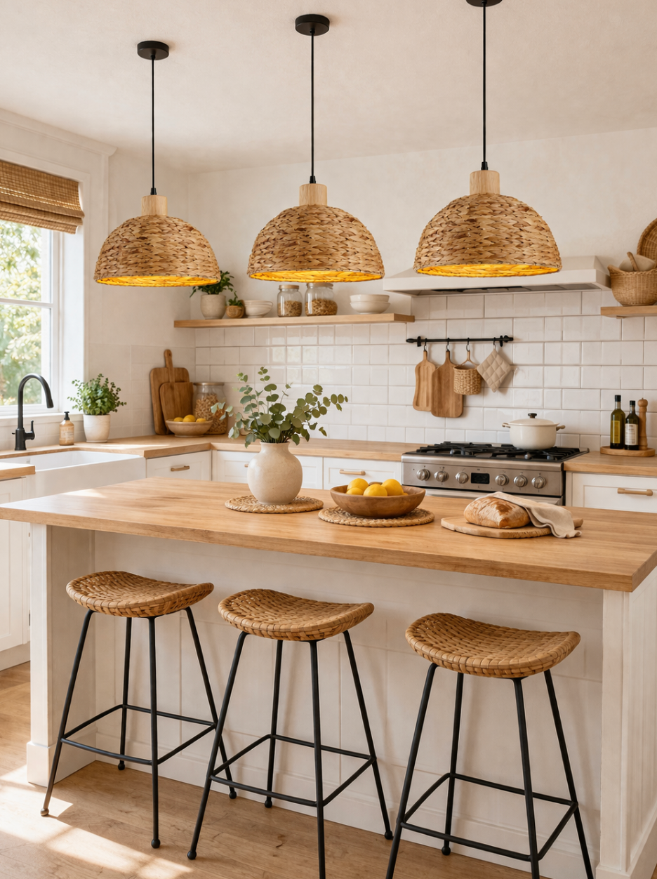 Natural Handwoven Rattan Ceiling Pendant Lamp – Hugo