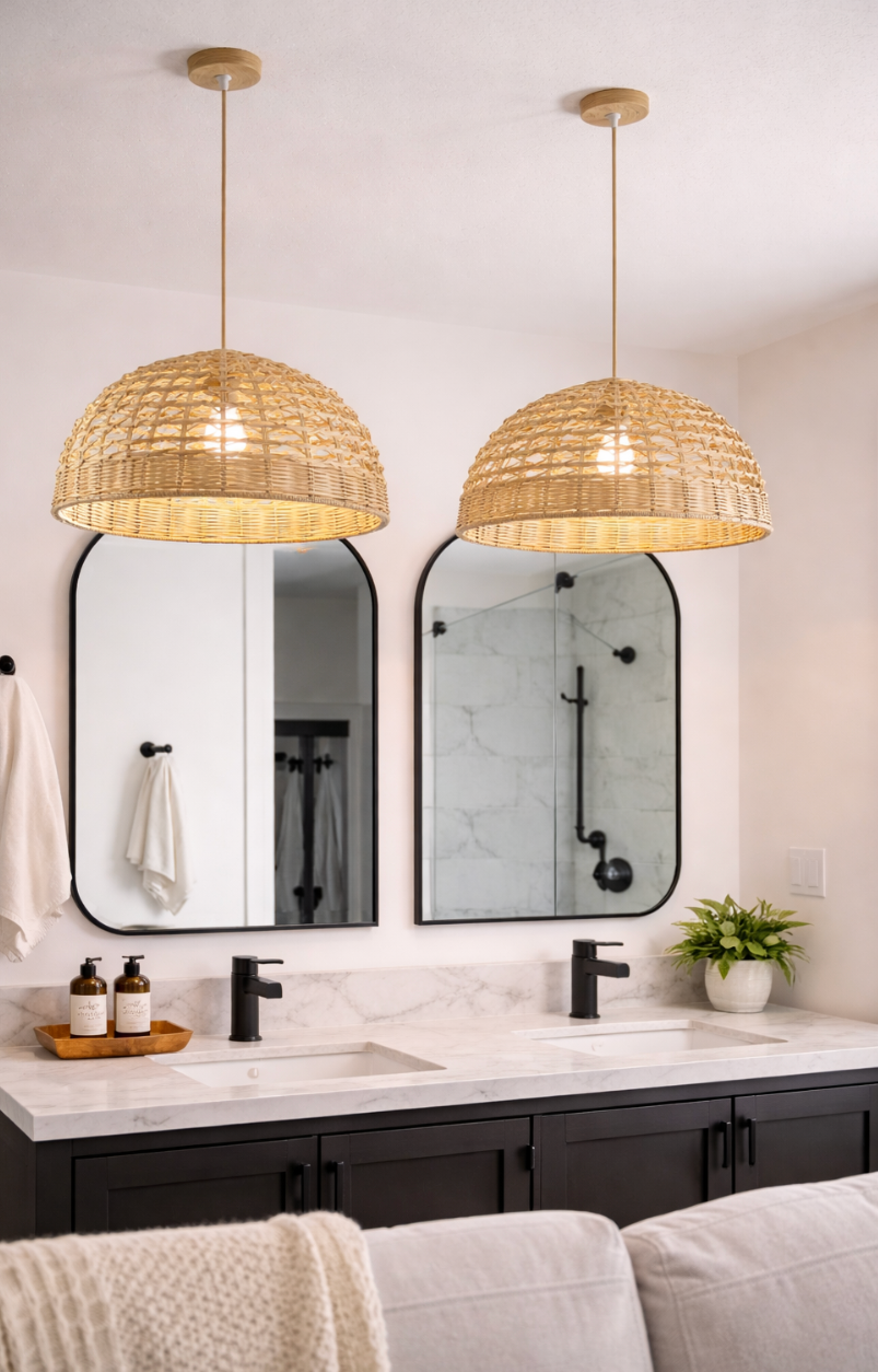 Bohemian Open Weave Rattan Ceiling Pendant Light – Ben