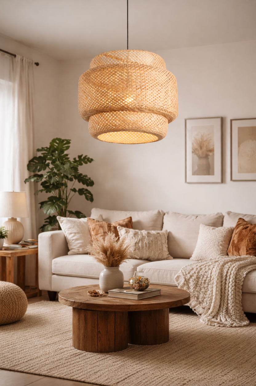 Natural Woven Rattan Sculptural Pendant Lamp – Harry