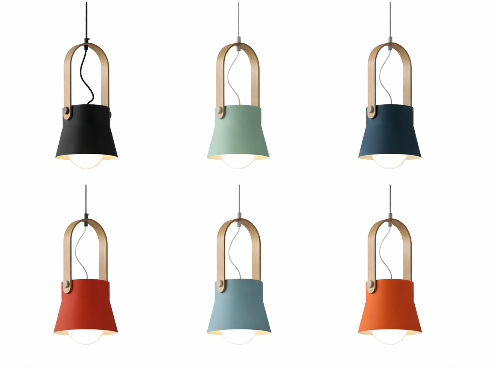 Modern Scandinavian Lantern Pendant Light with Wooden Handle – Rowan