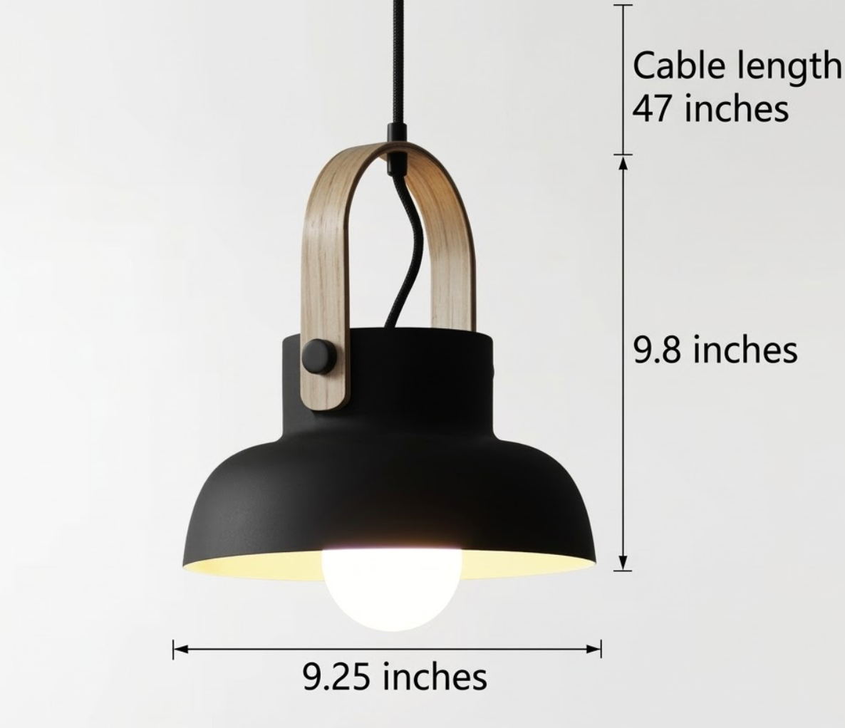 Modern Scandinavian Lantern Pendant Light with Wooden Handle – Logan