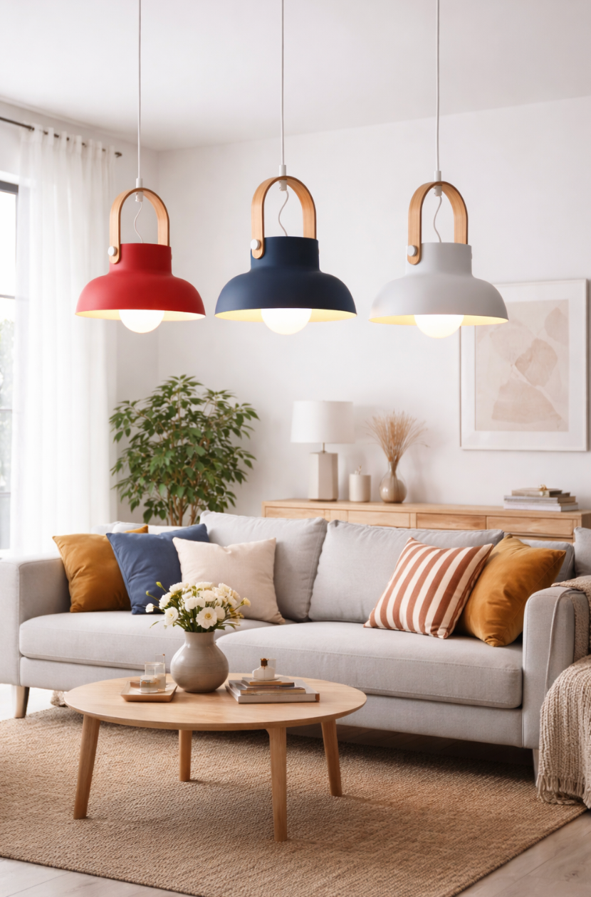 Modern Scandinavian Lantern Pendant Light with Wooden Handle – Logan
