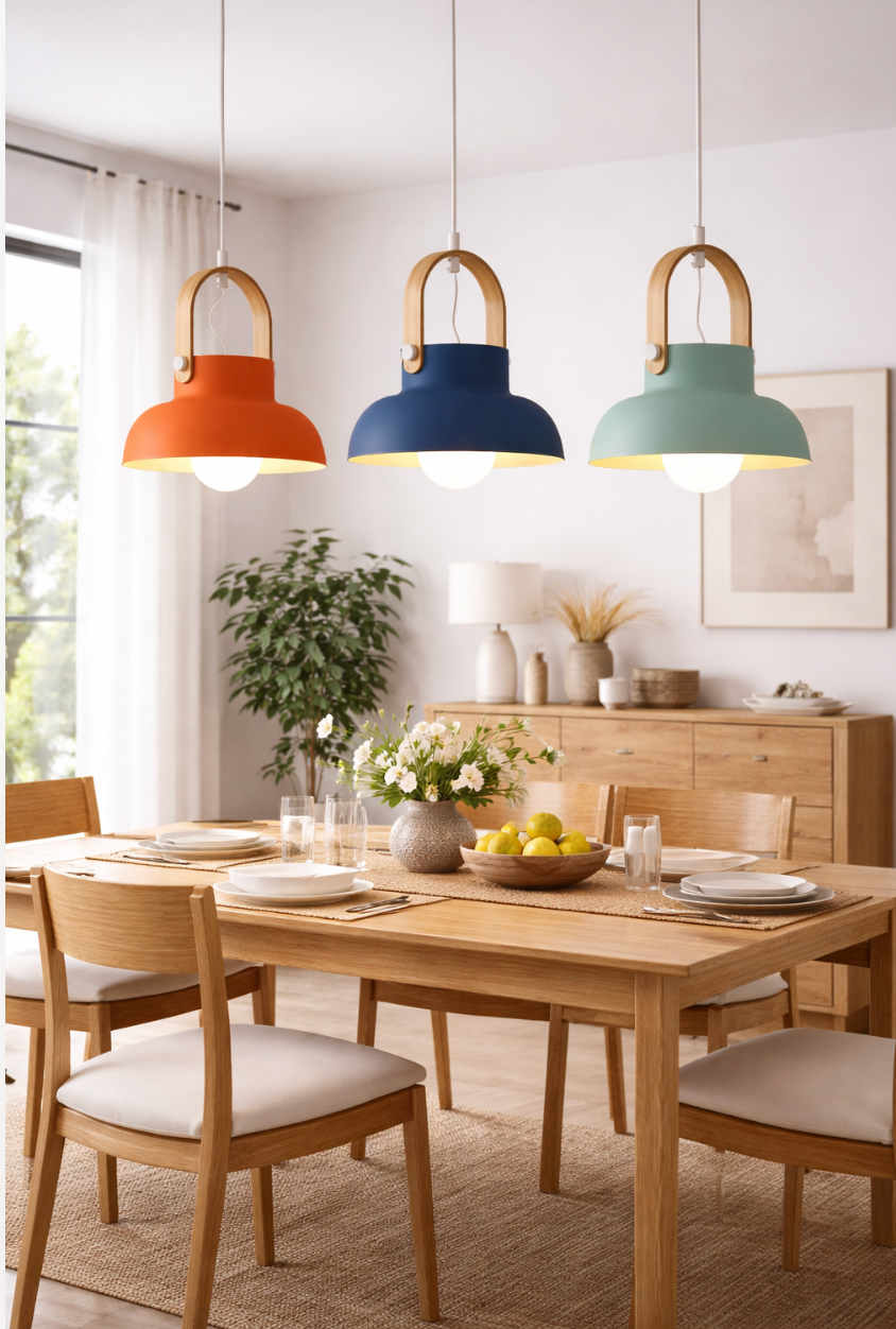 Modern Scandinavian Lantern Pendant Light with Wooden Handle – Logan