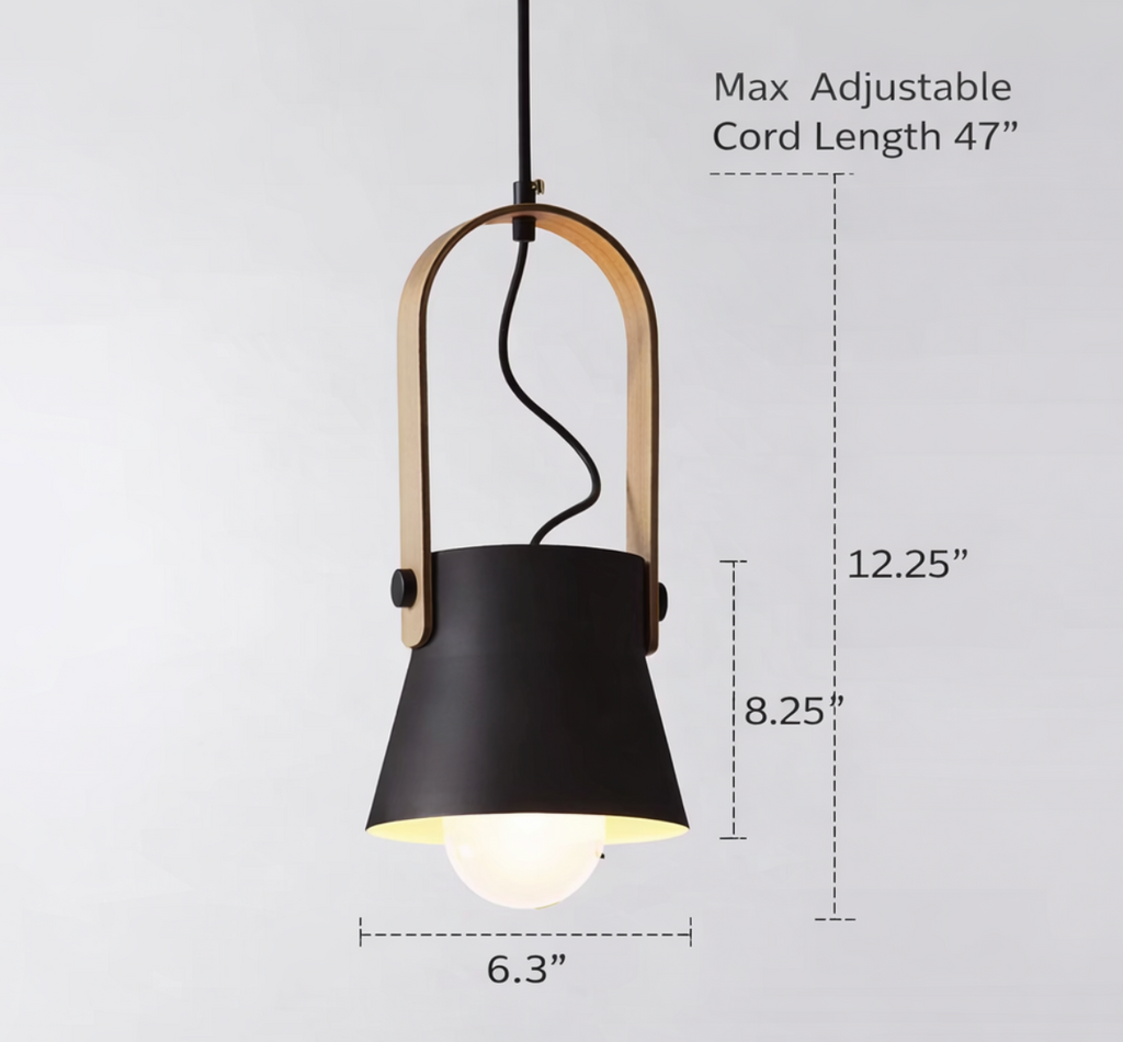 Modern Scandinavian Lantern Pendant Light with Wooden Handle – Rowan
