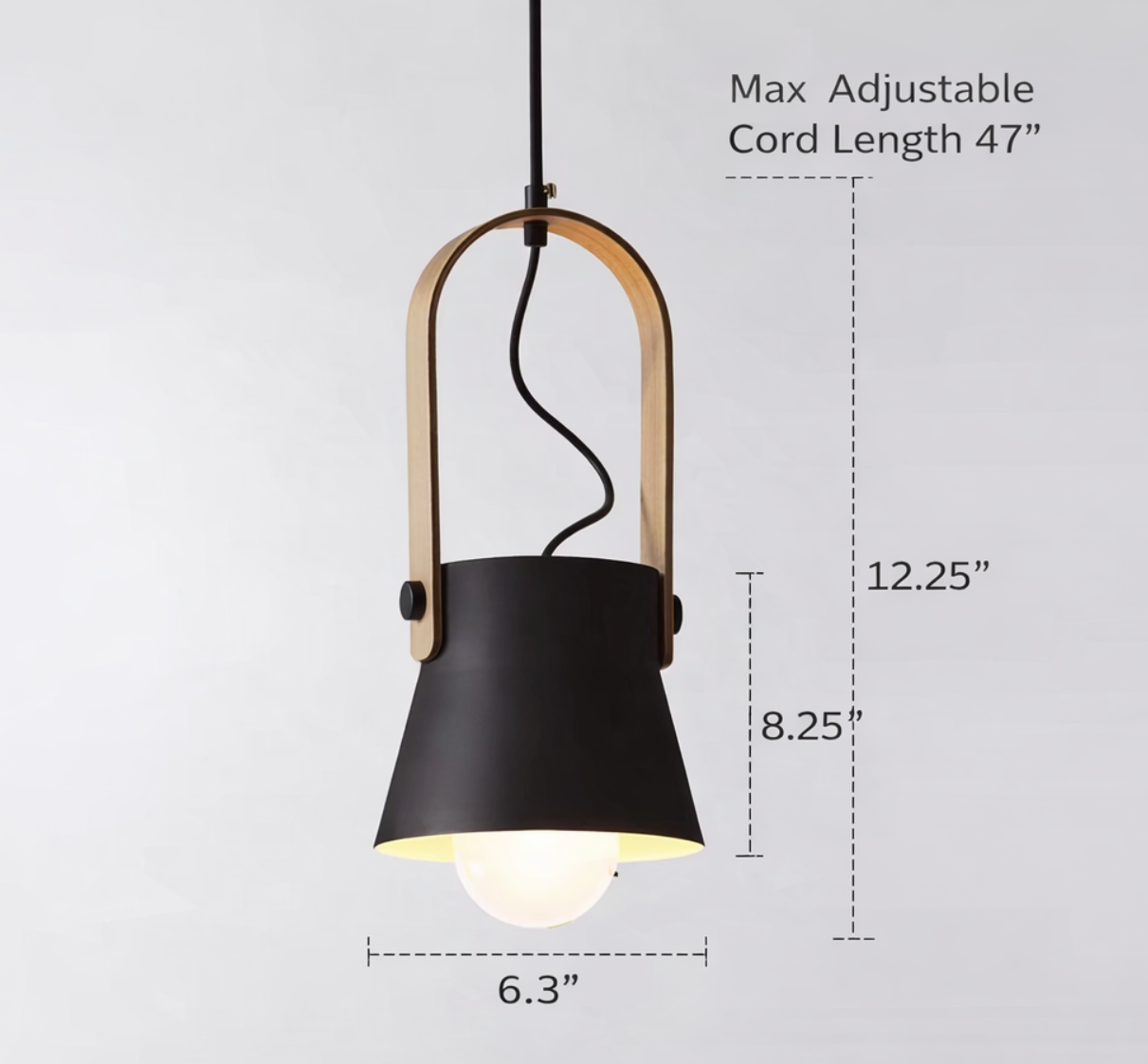 Modern Scandinavian Lantern Pendant Light with Wooden Handle – Rowan