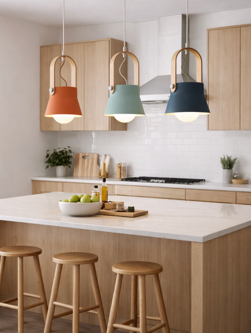 Modern Scandinavian Lantern Pendant Light with Wooden Handle – Rowan