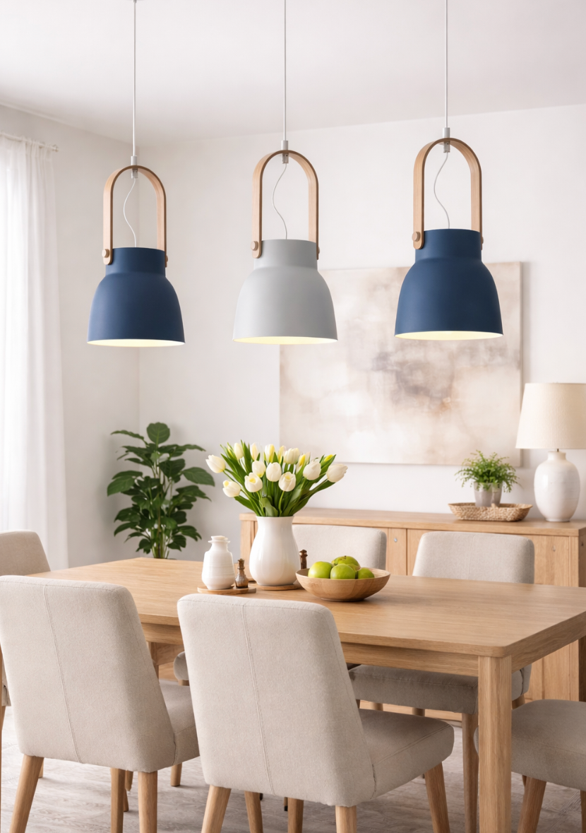 Modern Scandinavian Lantern Pendant Light with Wooden Handle – Connor