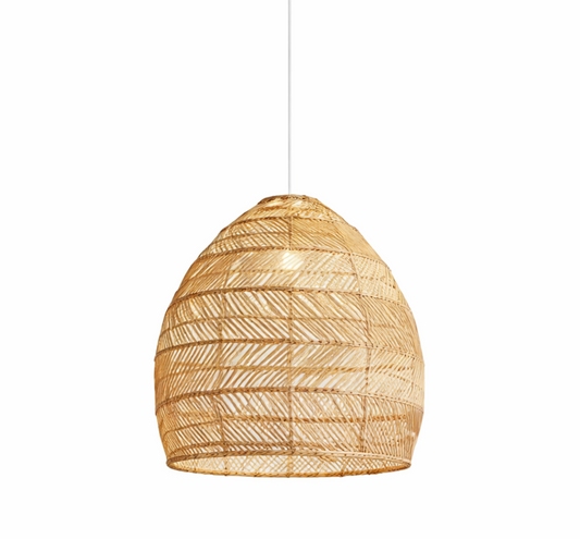 Ezra Open Weave Natural Rattan Dome Pendant Light