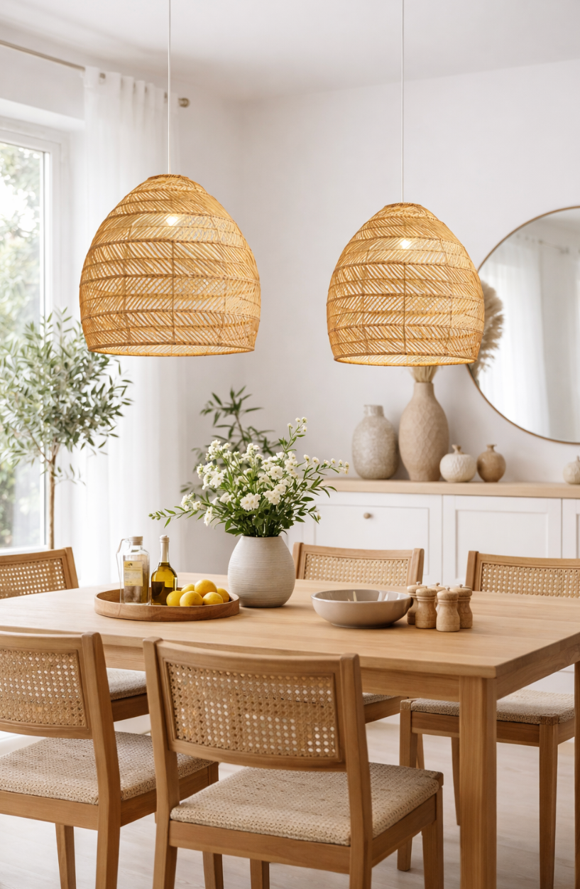 Bohemian Open Rattan Dome Ceiling Pendant Light – Ezra
