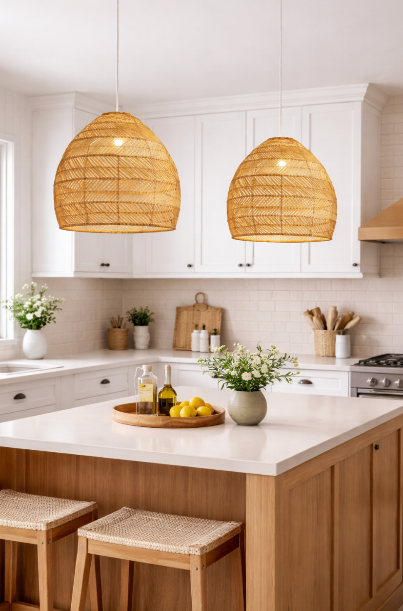 Bohemian Open Rattan Dome Ceiling Pendant Light – Ezra