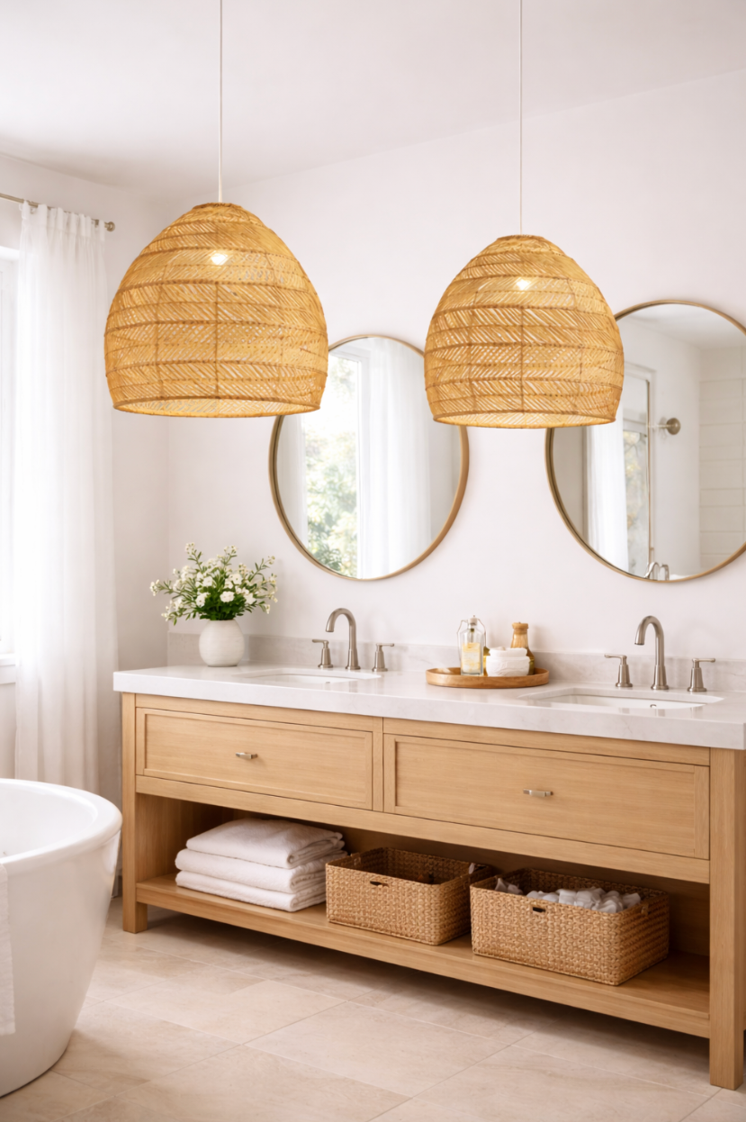 Bohemian Open Rattan Dome Ceiling Pendant Light – Ezra