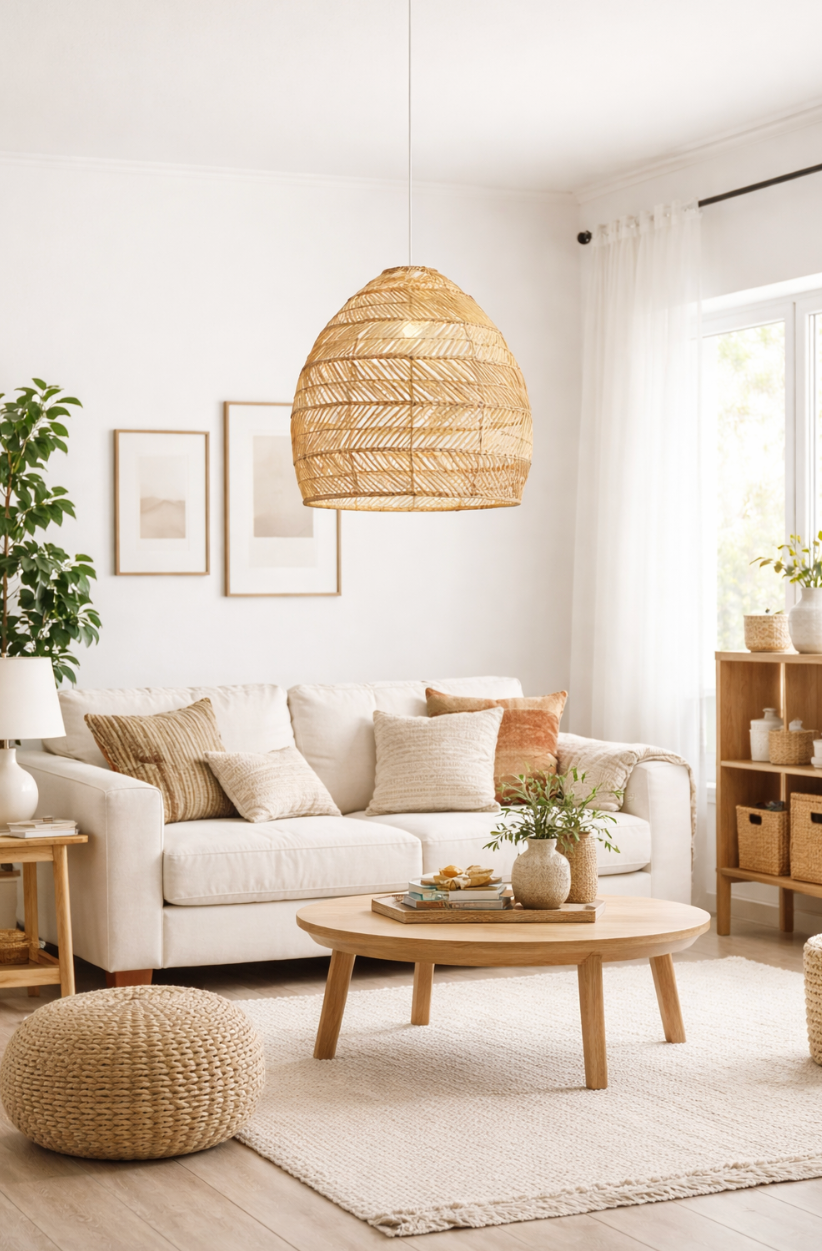 Bohemian Open Rattan Dome Ceiling Pendant Light – Ezra