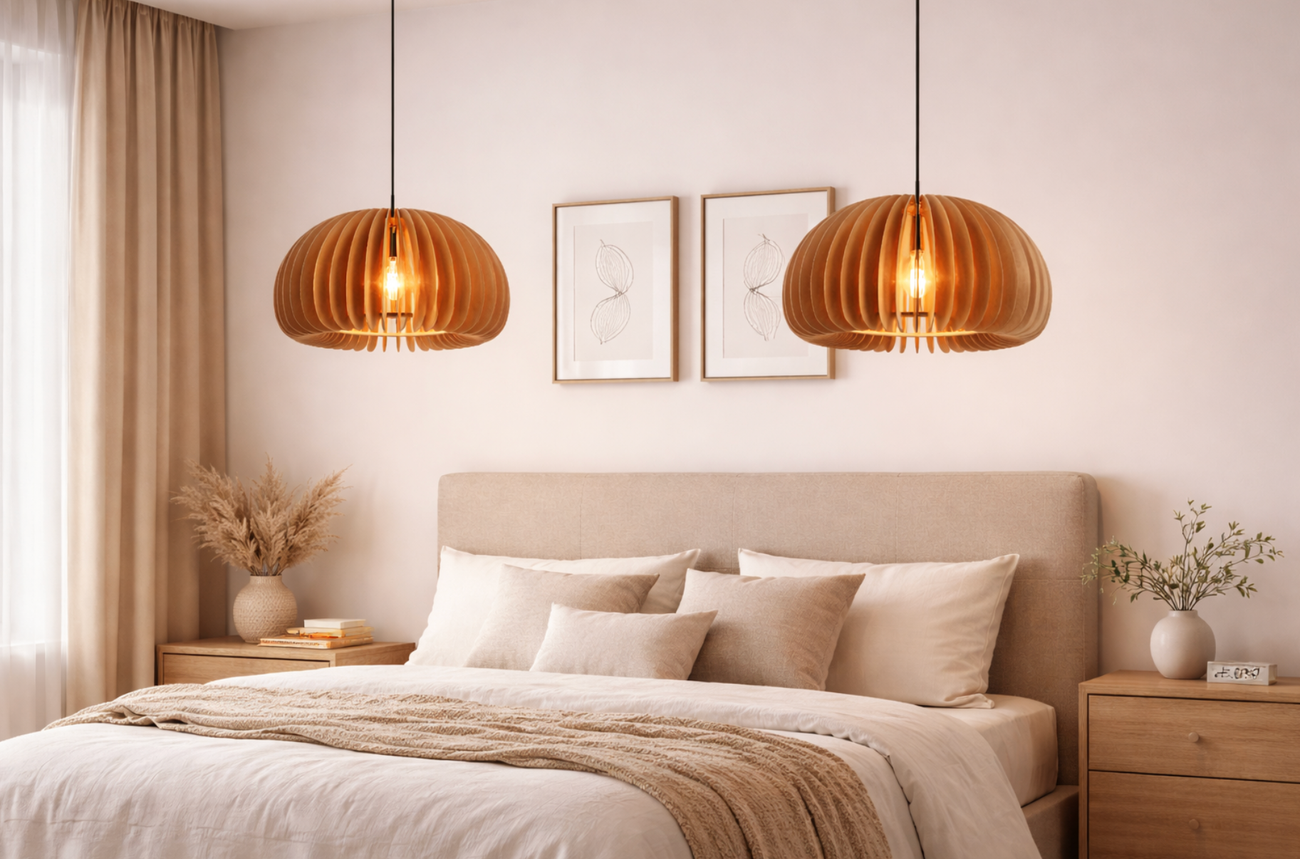 Modern Scandinavian Wooden Slat Pendant Light – Jude