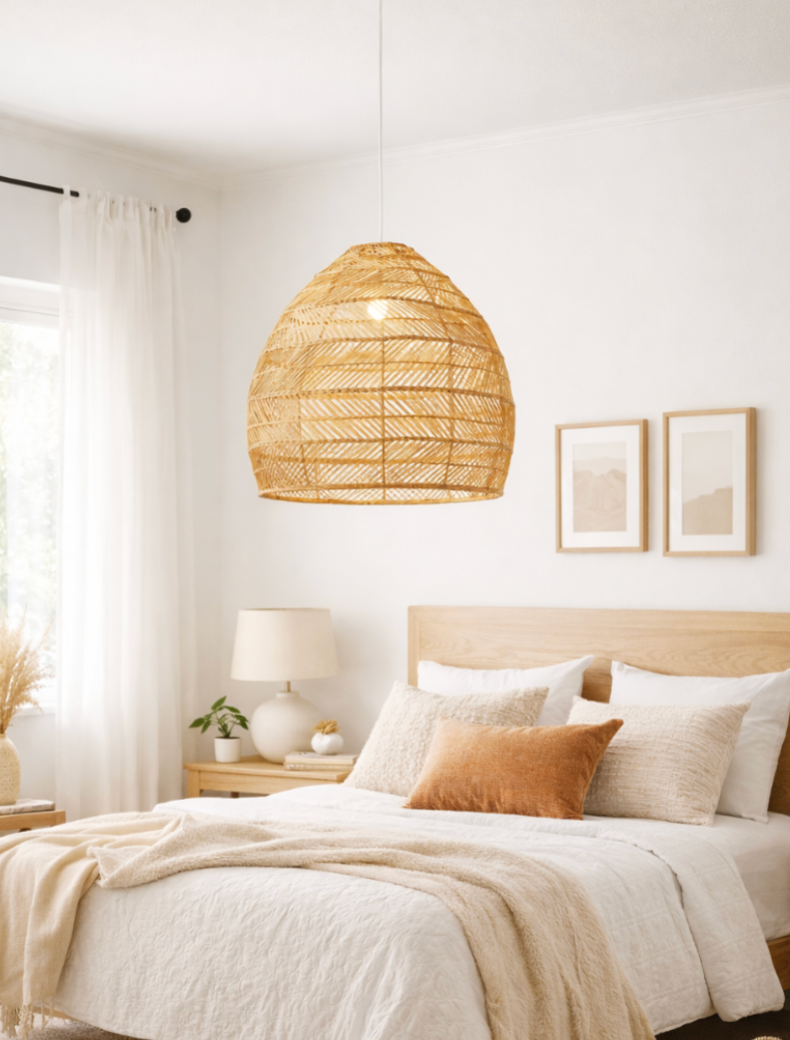 Bohemian Open Rattan Dome Ceiling Pendant Light – Ezra