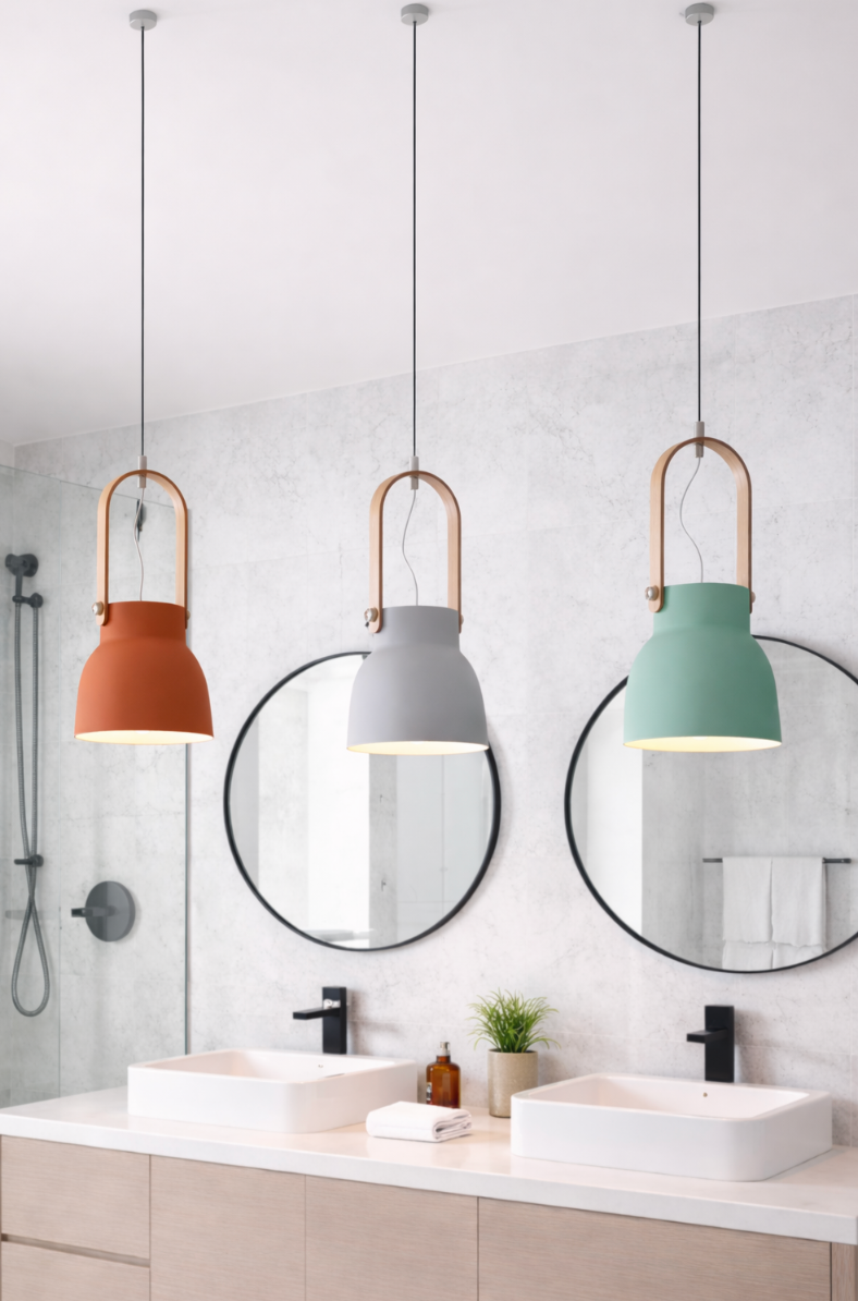 Modern Scandinavian Lantern Pendant Light with Wooden Handle – Connor
