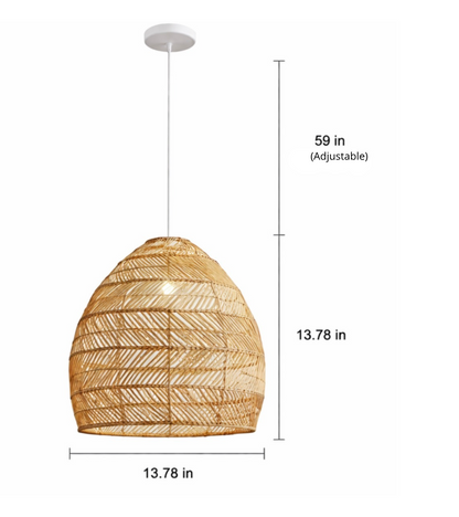 Ezra Open Weave Natural Rattan Dome Pendant Light
