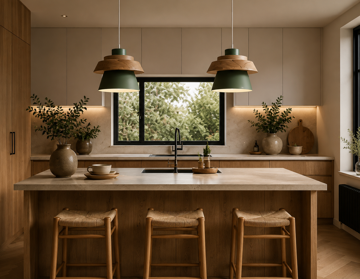Otis Scandinavian Wood and Metal Pendant Light
