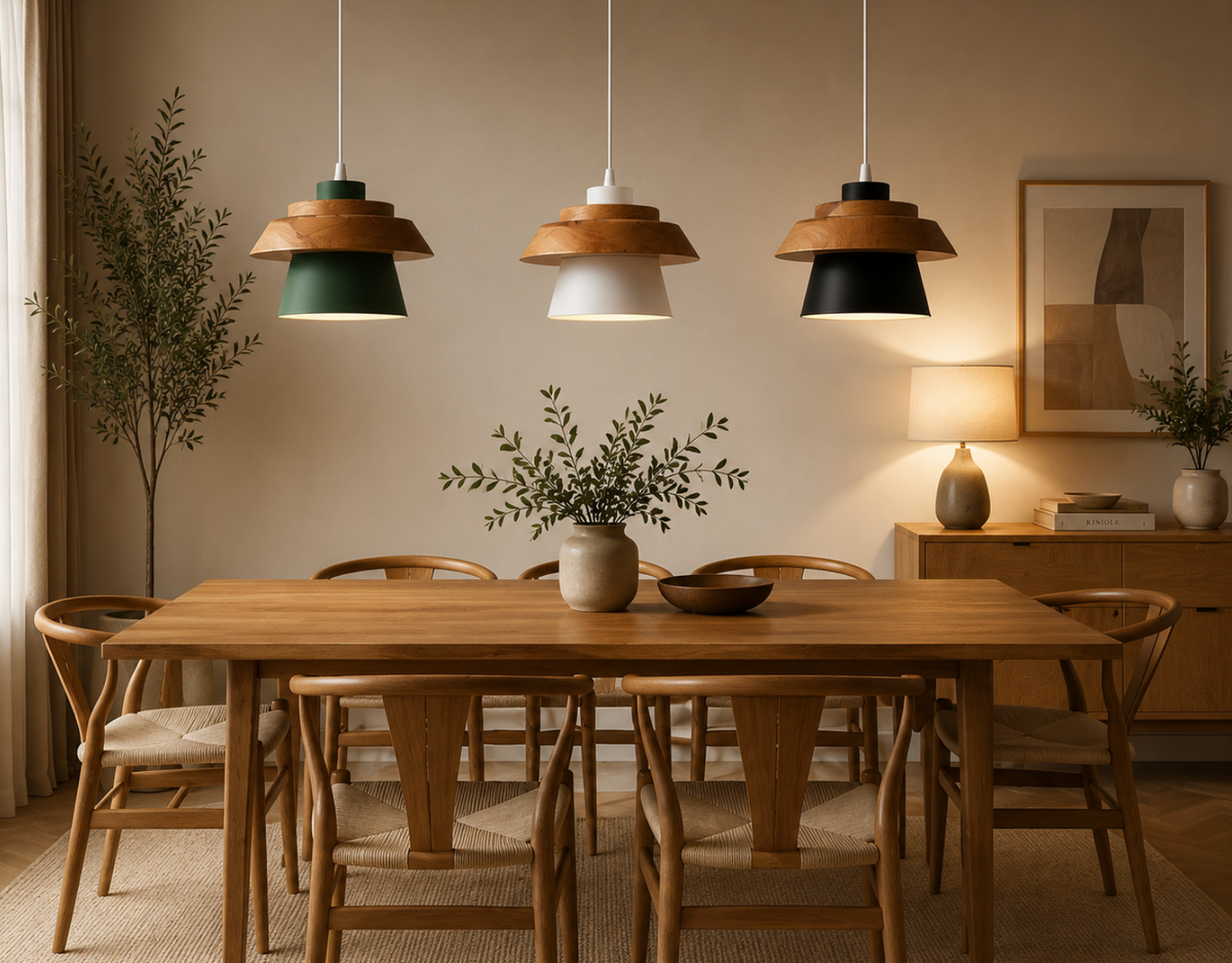 Otis Scandinavian Wood and Metal Pendant Light
