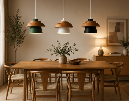 Otis Scandinavian Wood and Metal Pendant Light