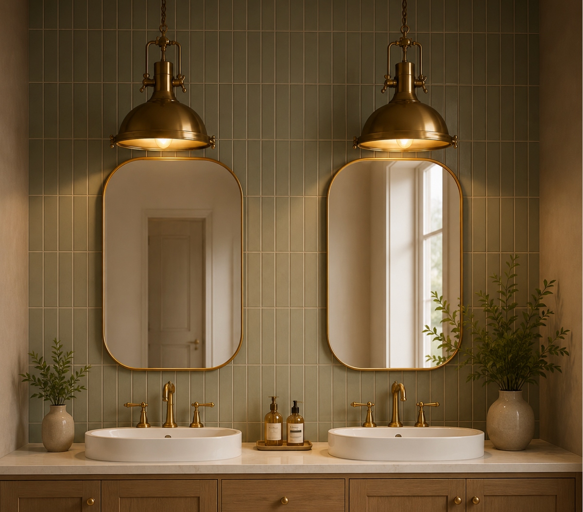 George Vintage Industrial Metal Pendant Light with Textured Glass