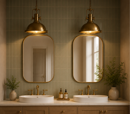 George Vintage Industrial Metal Pendant Light with Textured Glass