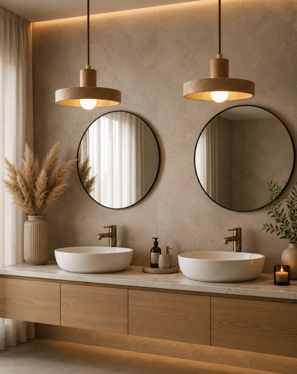 Archie Natural Travertine Stone Pendant Light