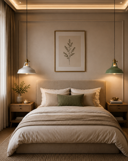 Alfred Vintage Industrial Metal Pendant Light with Brass Details
