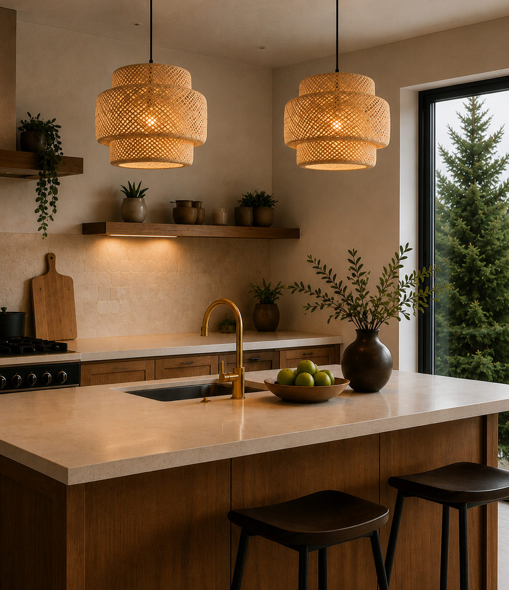 Harry Handcrafted Natural Rattan Pendant Light