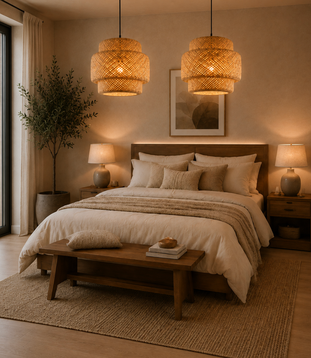 Harry Handcrafted Natural Rattan Pendant Light