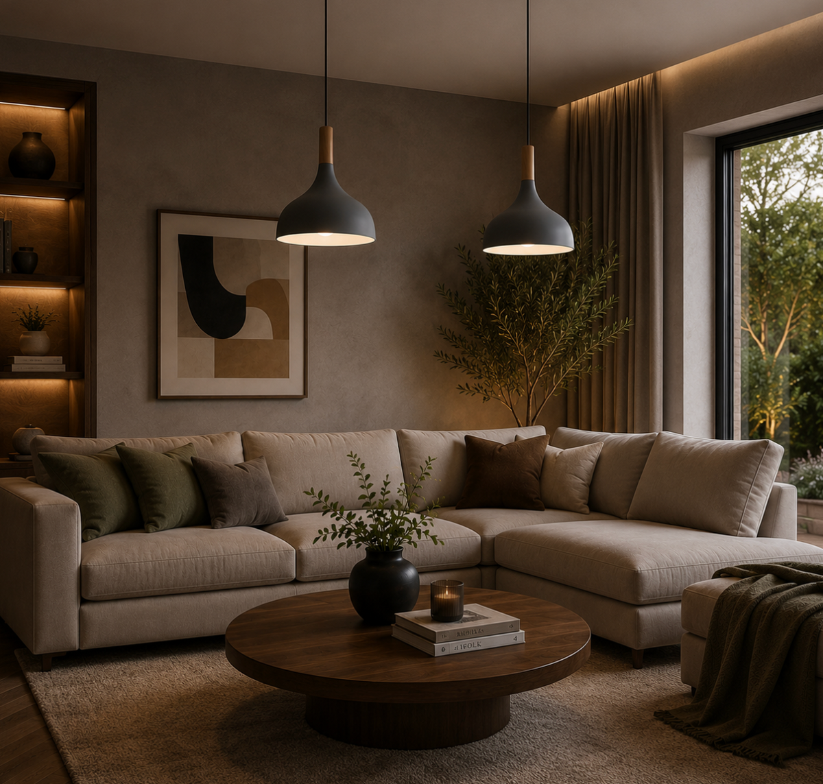 Elliot Scandinavian Metal Pendant Light with Wood Detail