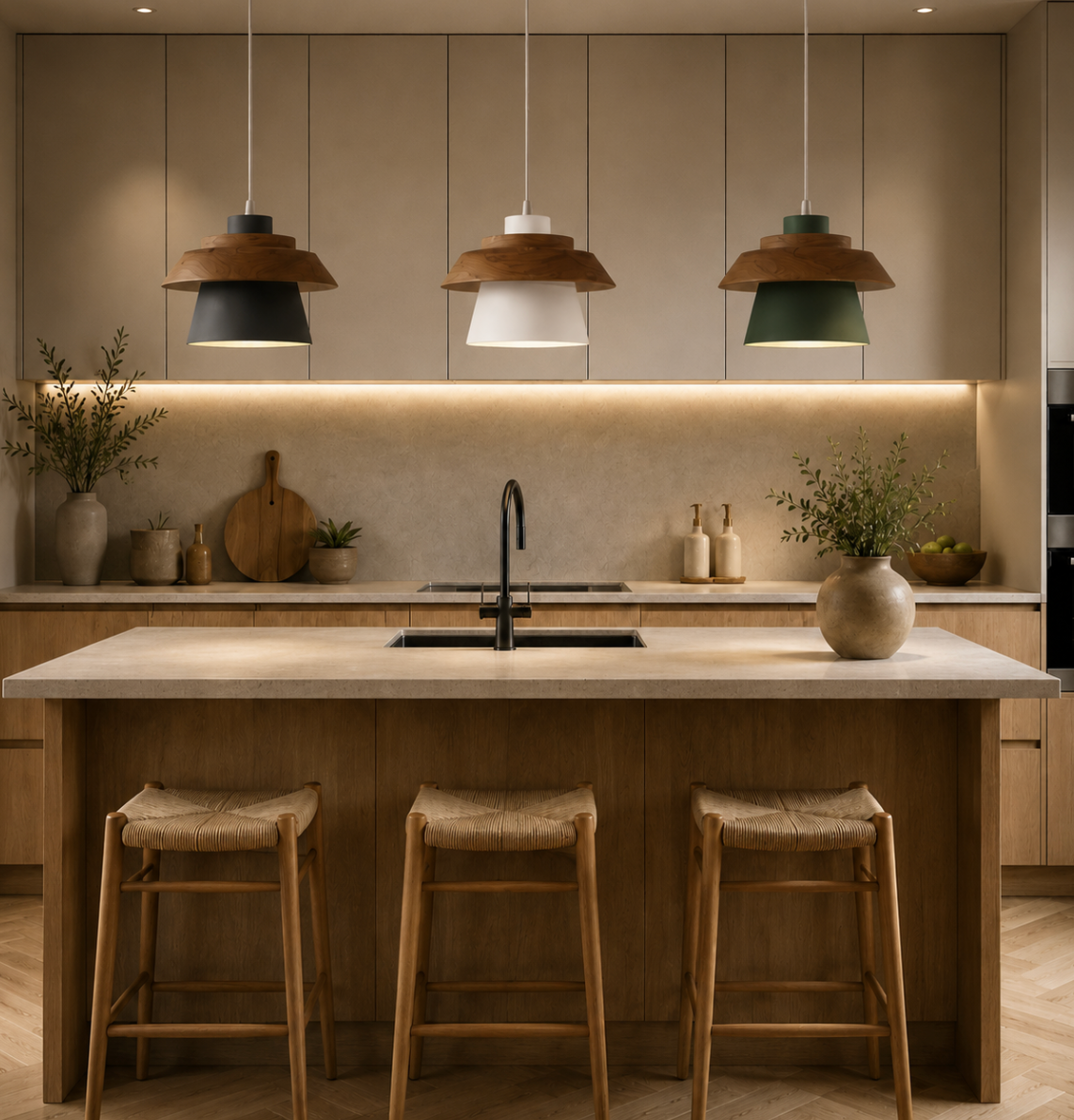 Otis Scandinavian Wood and Metal Pendant Light