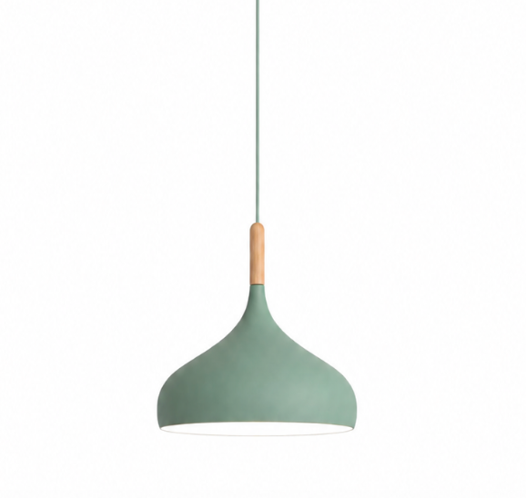Elliot Scandinavian Metal Pendant Light with Wood Detail