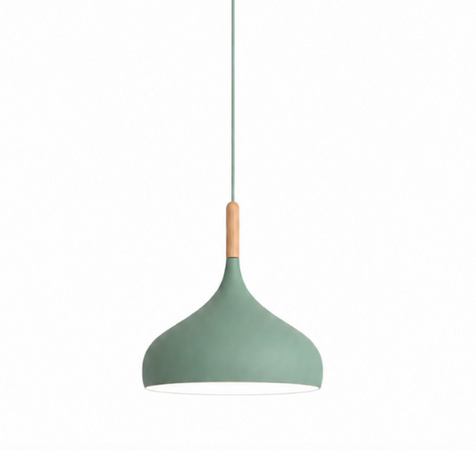 Elliot Scandinavian Metal Pendant Light with Wood Detail