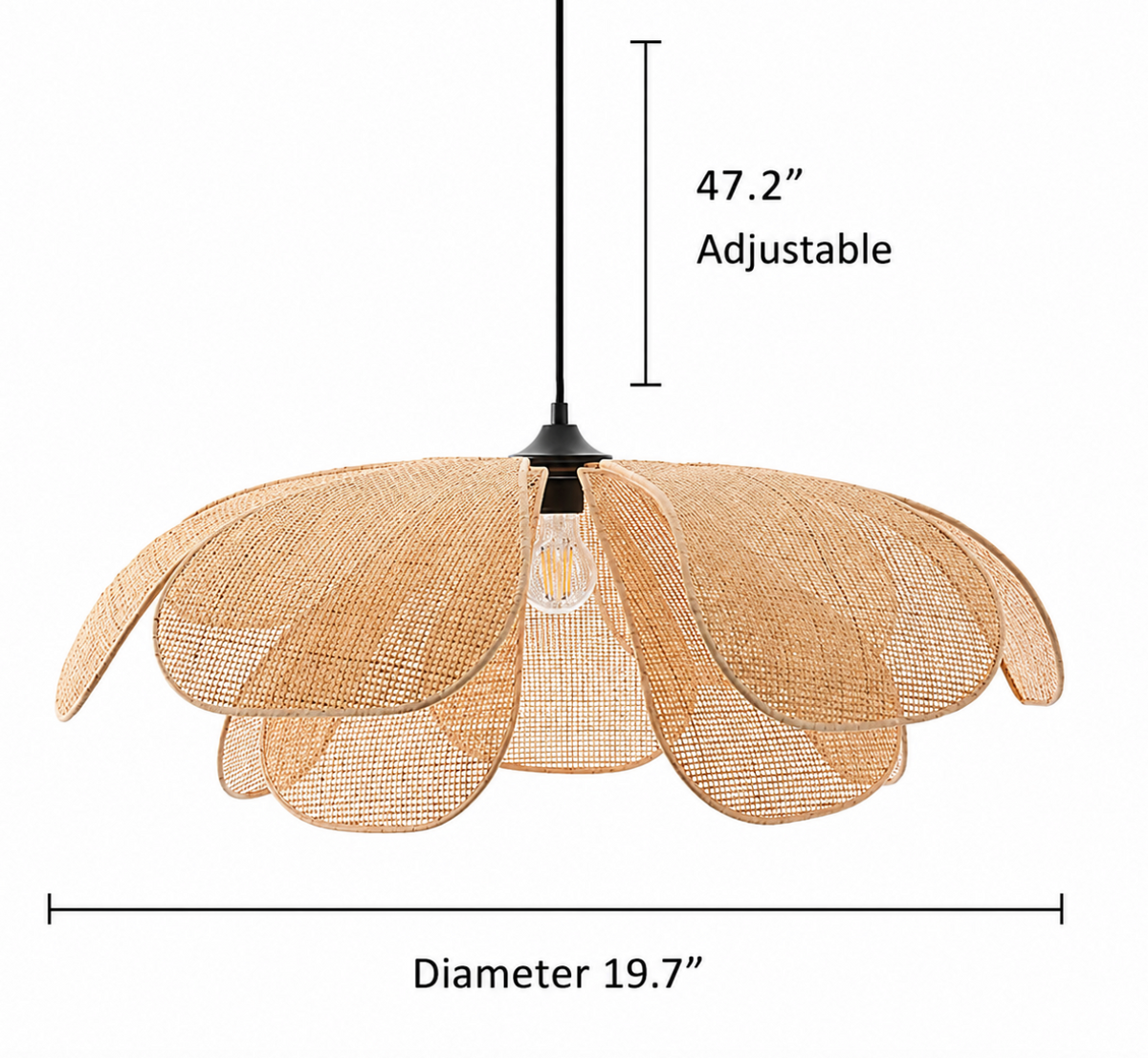 Willow Handcrafted Natural Rattan Flower Pendant Light