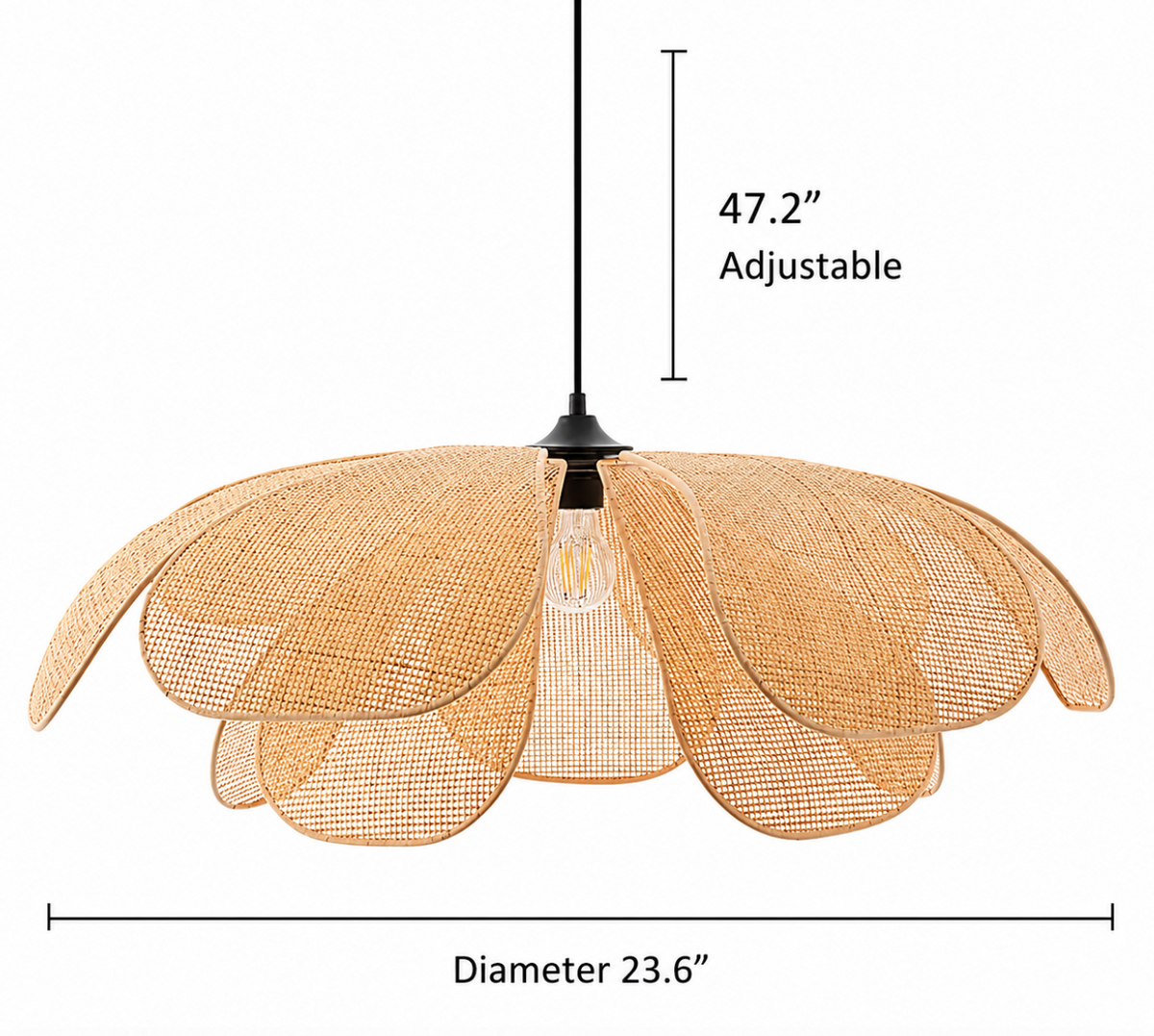 Willow Handcrafted Natural Rattan Flower Pendant Light