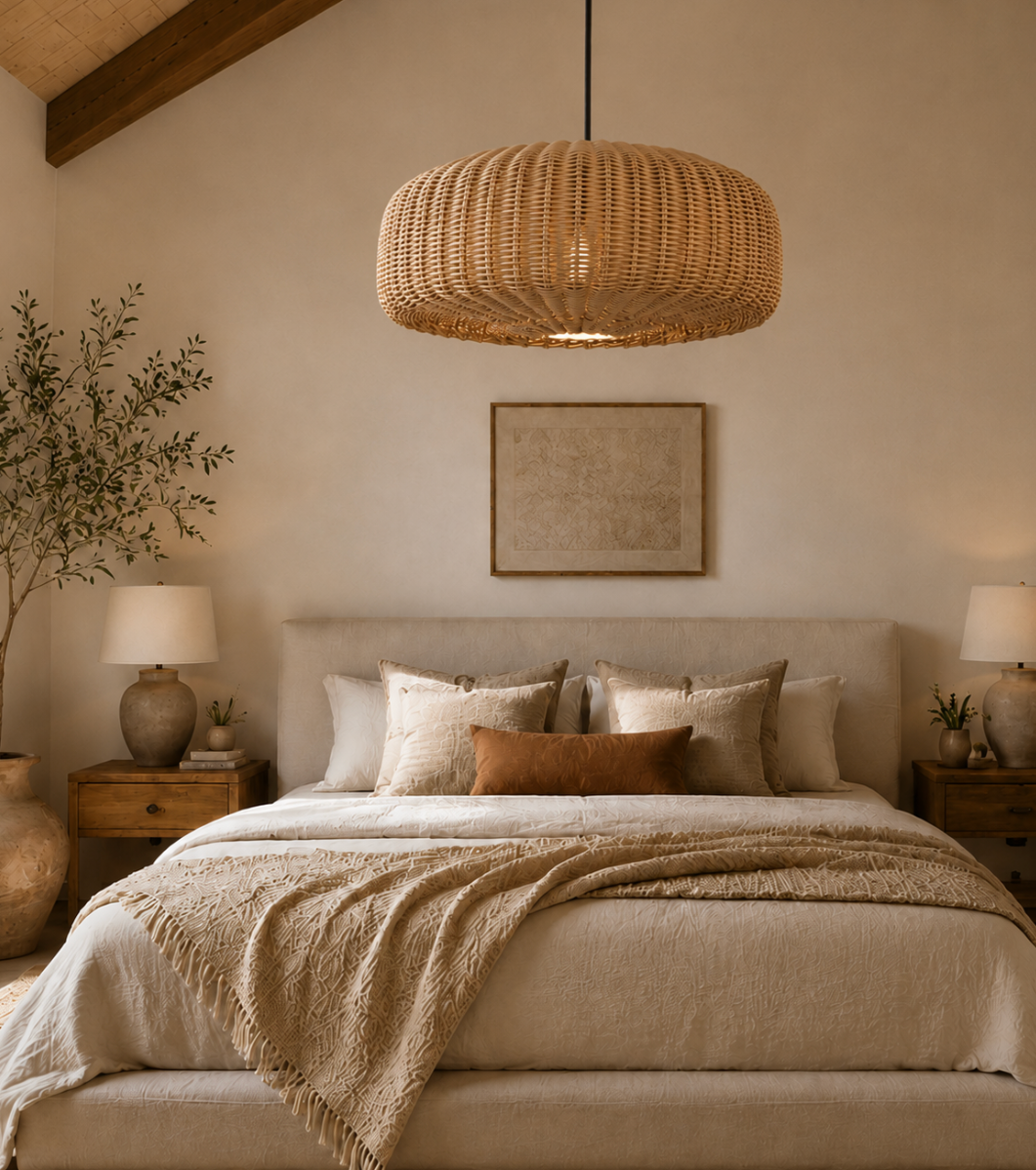 Alden Handwoven Natural Rattan Pendant Light