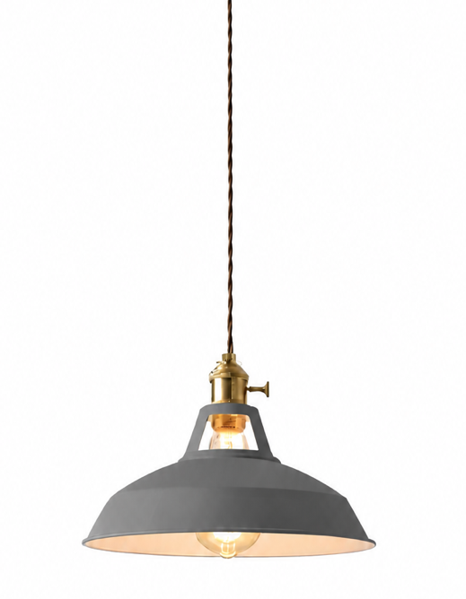 Alfred Vintage Industrial Metal Pendant Light with Brass Details