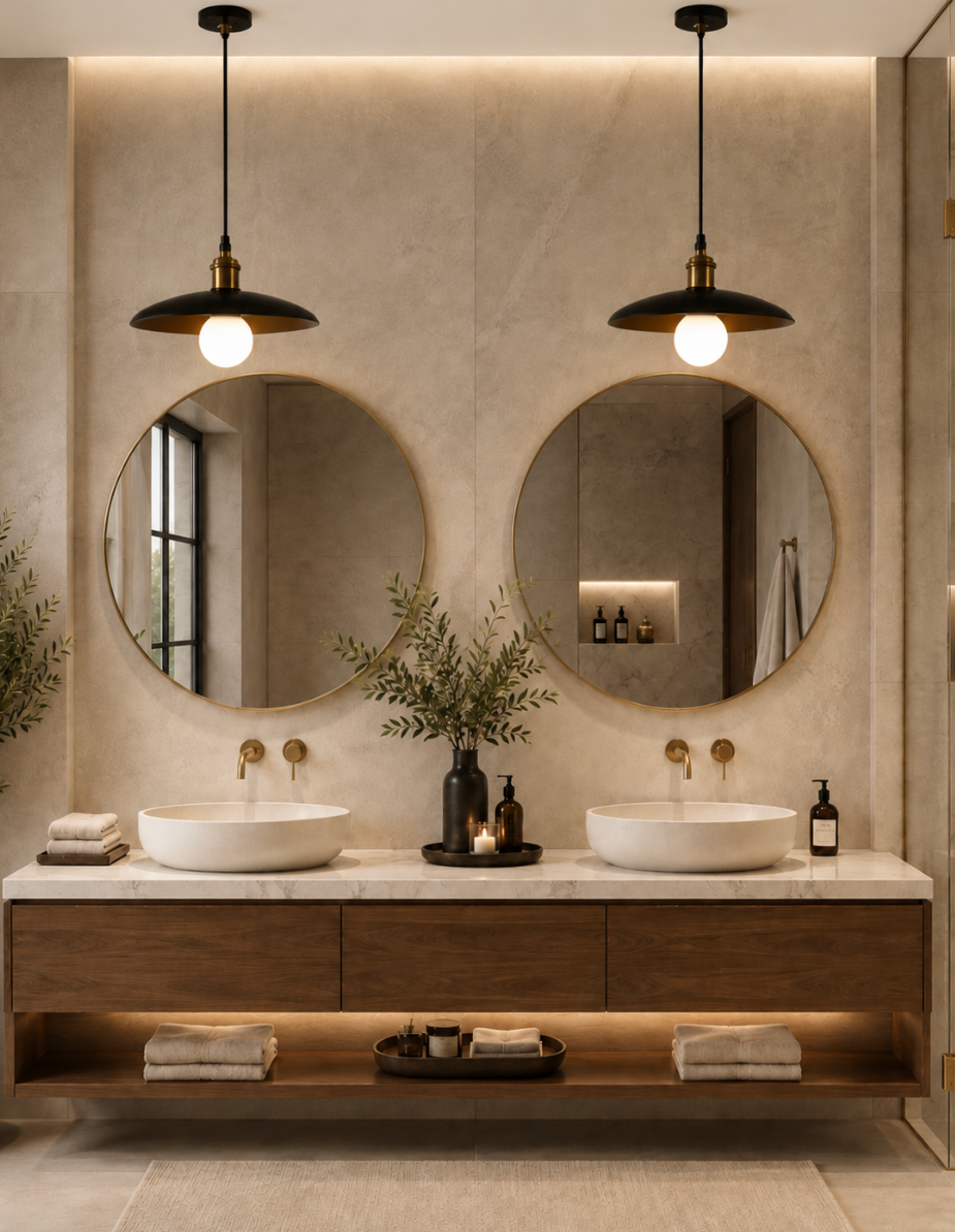 Luke Minimalist Metal Pendant Light with Brass Details