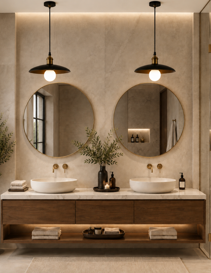 Luke Minimalist Metal Pendant Light with Brass Details